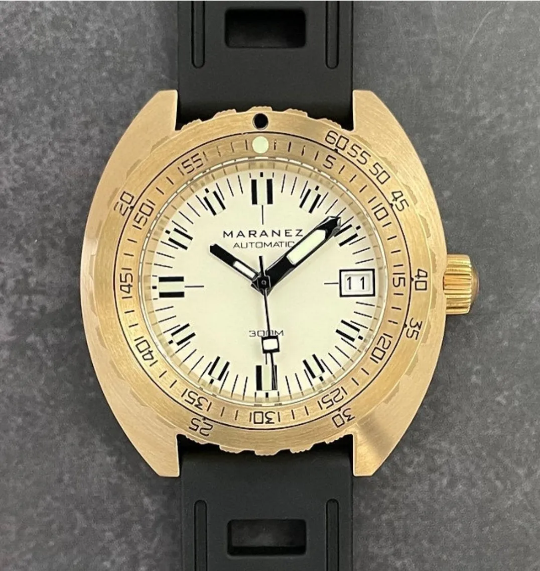 Maranez Samui Vintage Brass Watch Cream