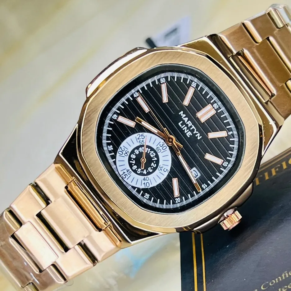 Martyn Line - Minimalist Watch with Date in Stainless Steel Chain Body