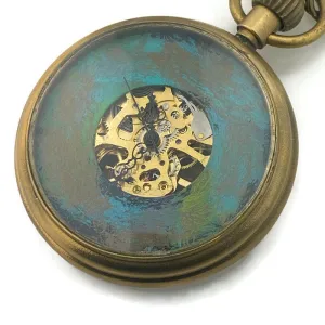 Mechanical brass Pocket Watch with Multicolor Dial