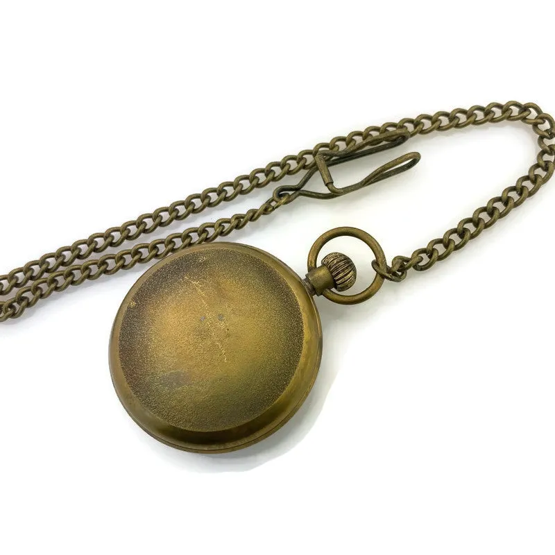 Mechanical brass Pocket Watch with Multicolor Dial