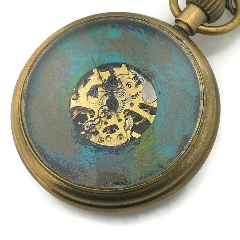 Mechanical brass Pocket Watch with Multicolor Dial