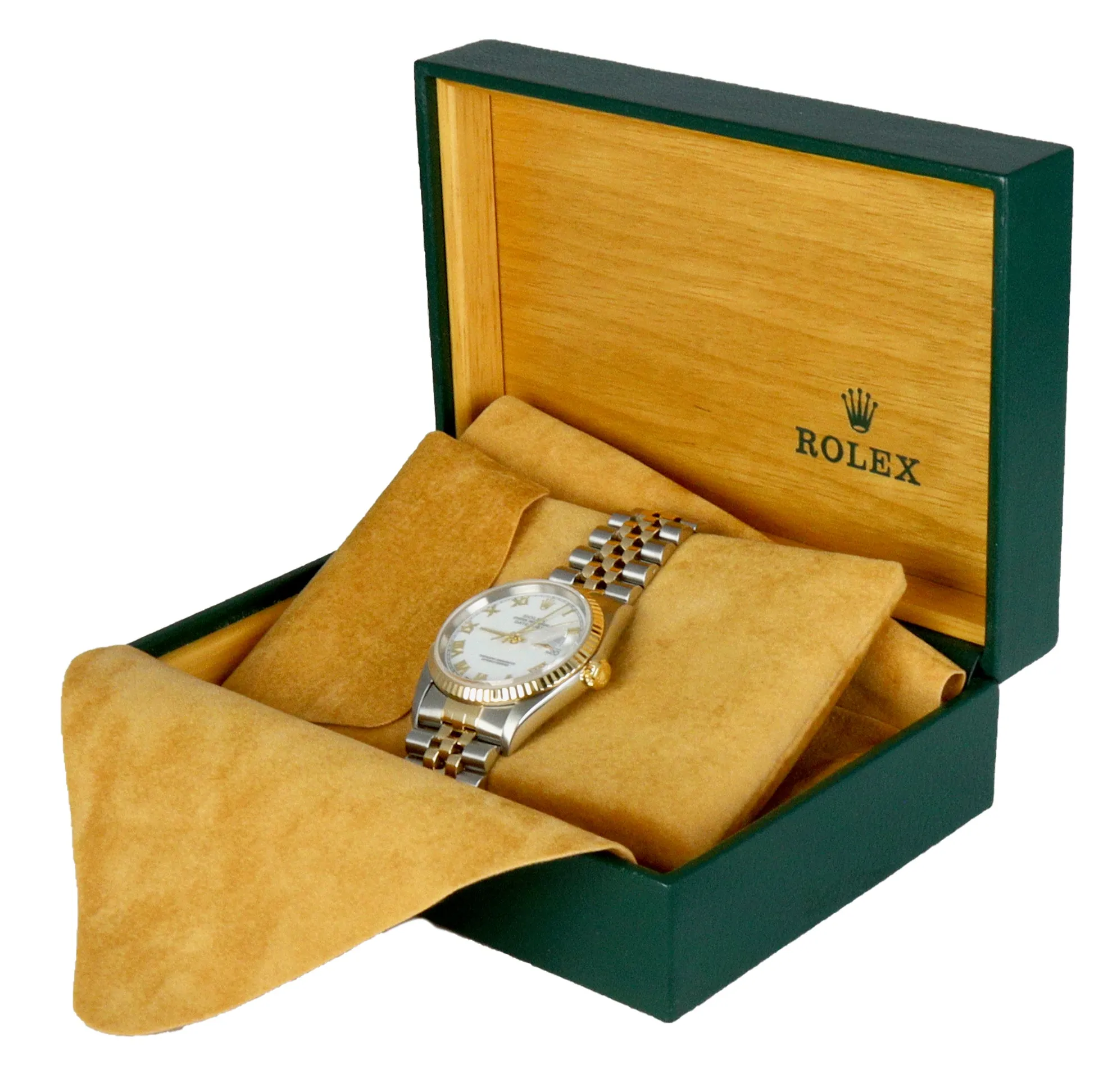 MINT 1996 DateJust 36 White Roman 16233 Two-Tone 18K Gold Steel 36mm Jubilee