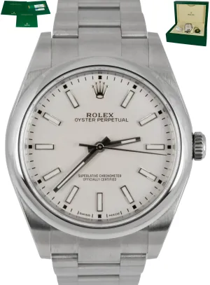 MINT 2019 Rolex Oyster Perpetual 39mm White Stainless Steel 114300 B P Watch