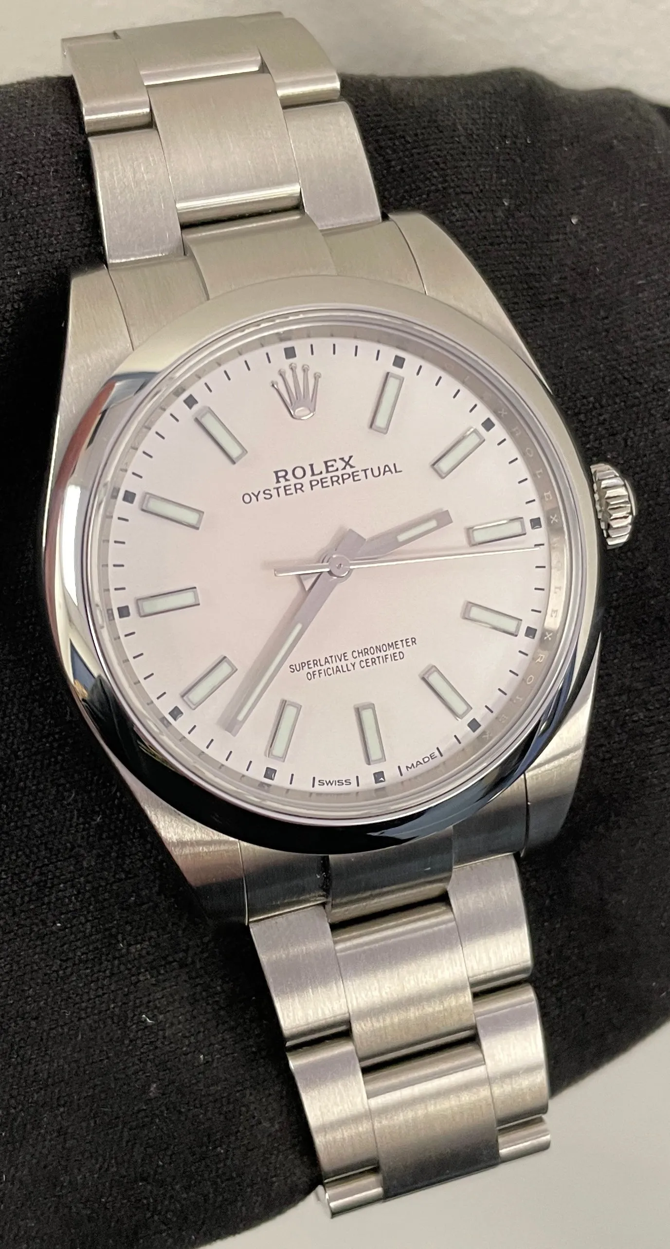 MINT 2019 Rolex Oyster Perpetual 39mm White Stainless Steel 114300 B P Watch