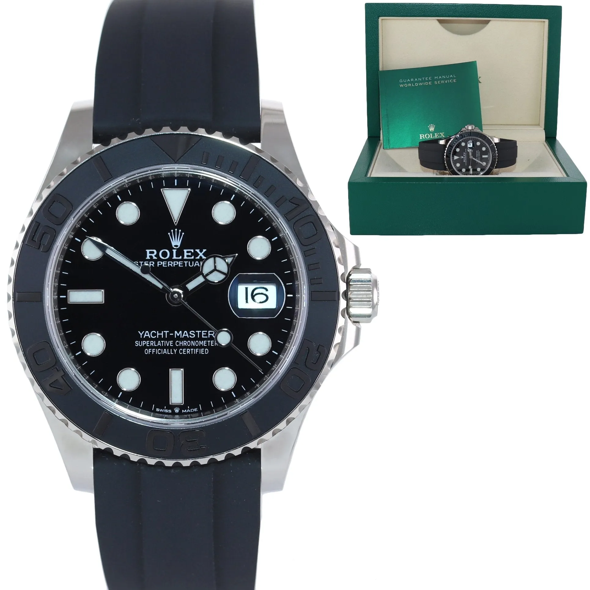 MINT 2022 Rolex Yacht-Master 226659 White Gold 42mm Oysterflex Rubber Watch Box