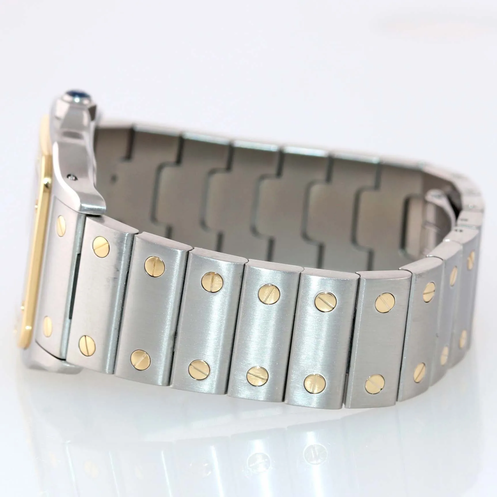 MINT Cartier Santos Galbee 1566 18k Gold Steel 29mm Roman Quartz Two Tone Watch