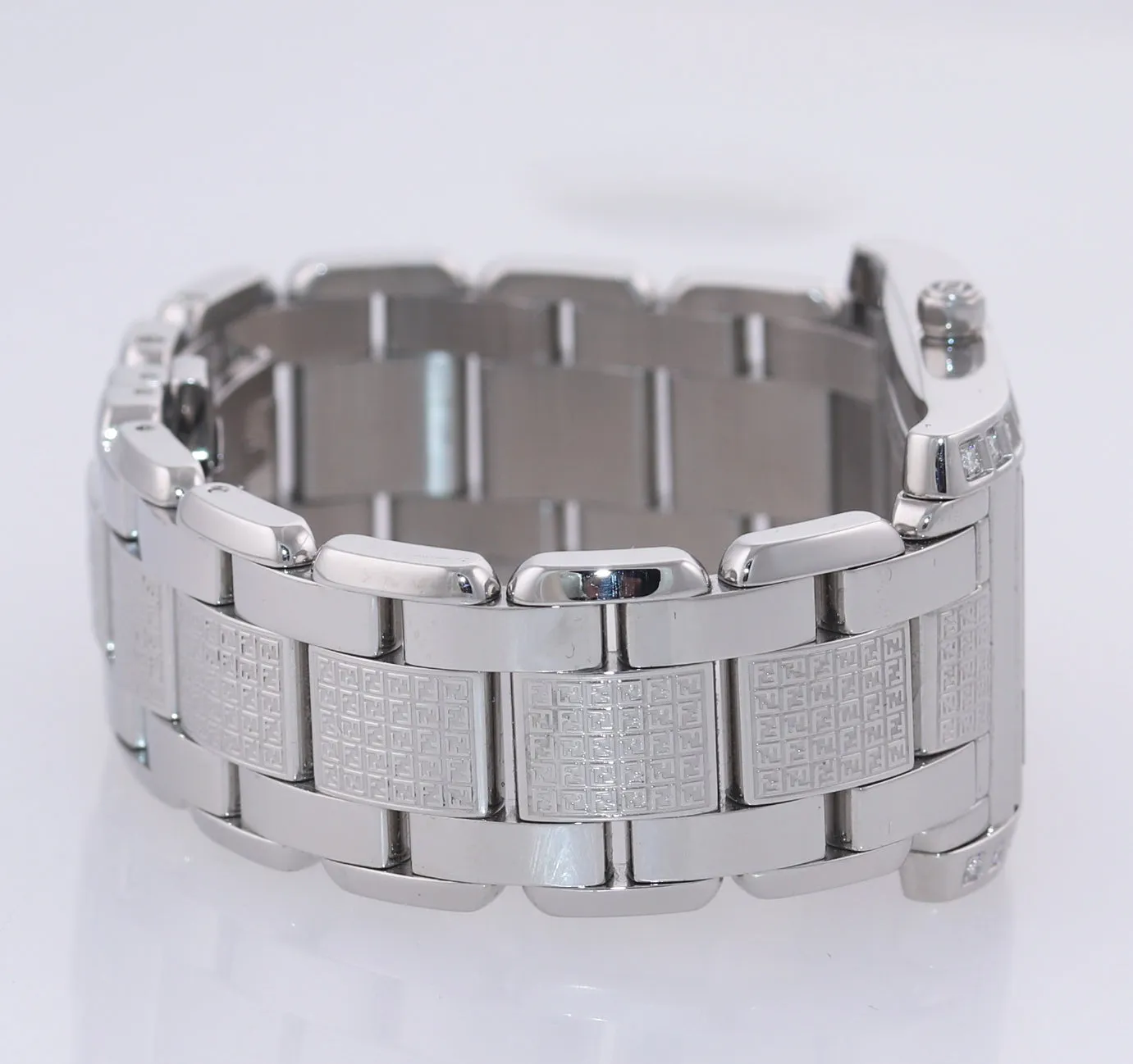 MINT Ladies Fendi Flip MOP Diamond Steel 004-7600M-411 27mm Quartz Watch