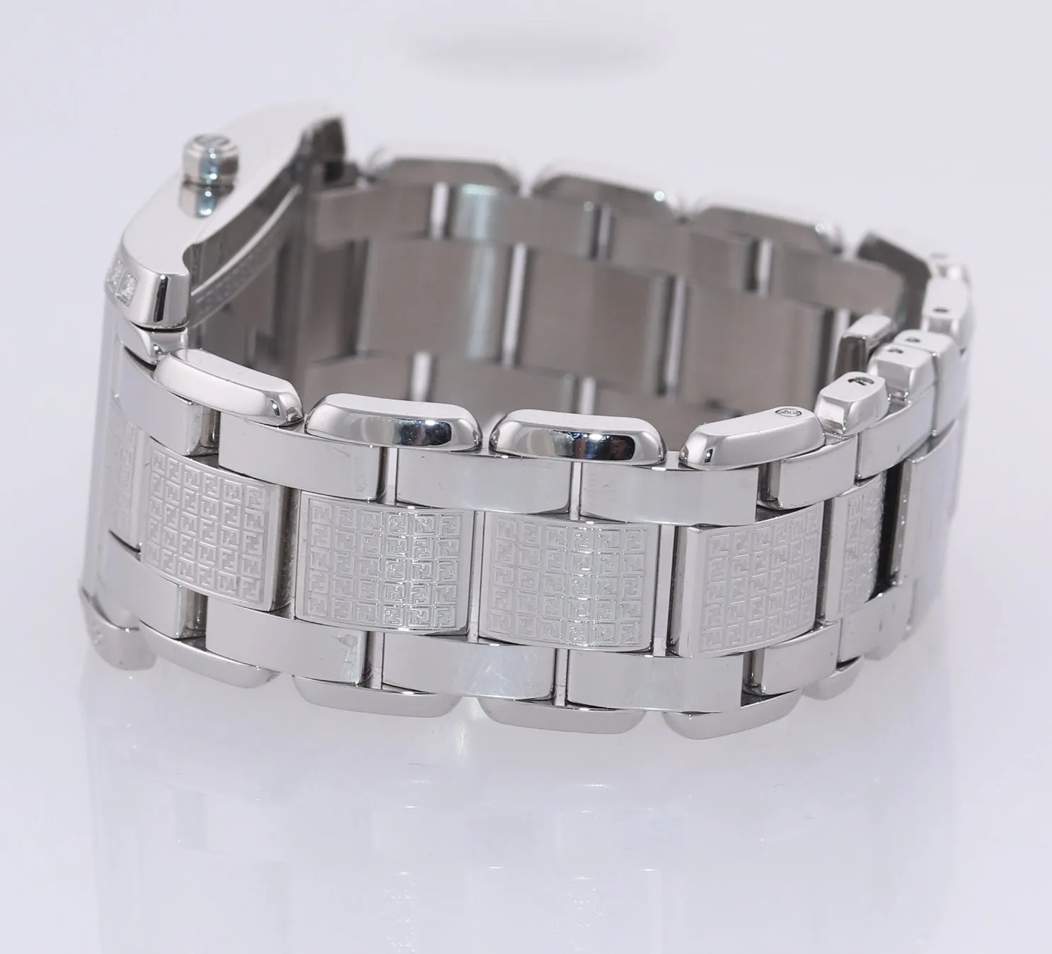 MINT Ladies Fendi Flip MOP Diamond Steel 004-7600M-411 27mm Quartz Watch