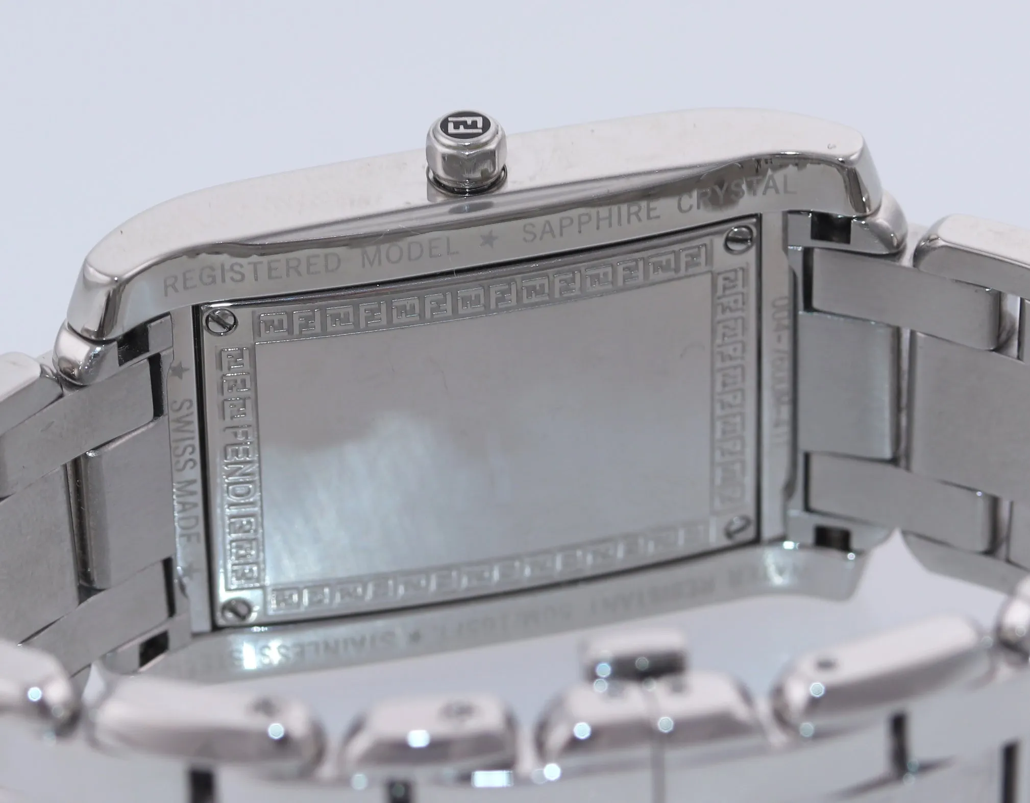 MINT Ladies Fendi Flip MOP Diamond Steel 004-7600M-411 27mm Quartz Watch