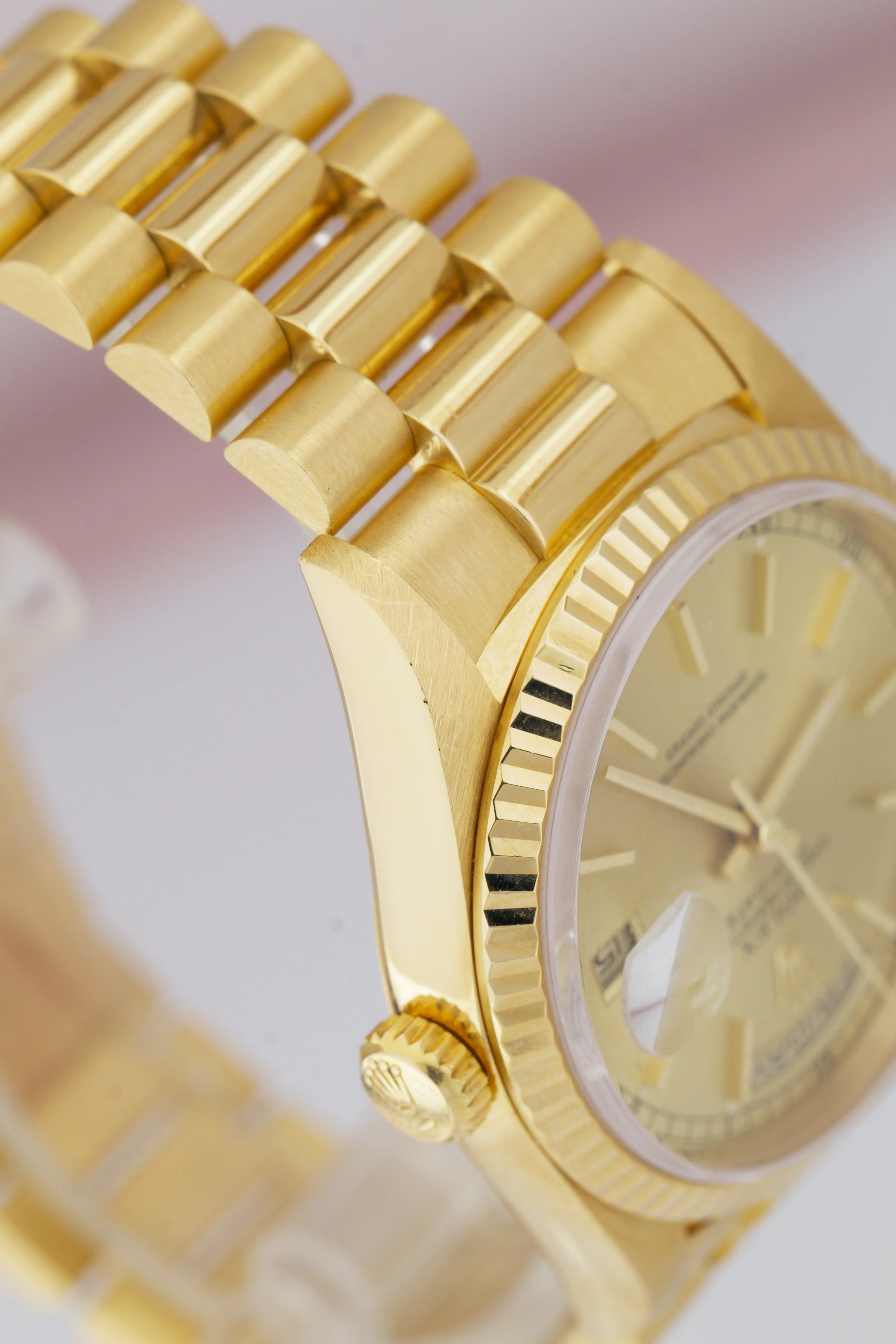 MINT UNPOLISHED Rolex Day-Date President 36mm Dbl. Quickset 18K Gold Watch 18238