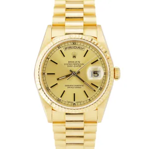 MINT UNPOLISHED Rolex Day-Date President 36mm Dbl. Quickset 18K Gold Watch 18238