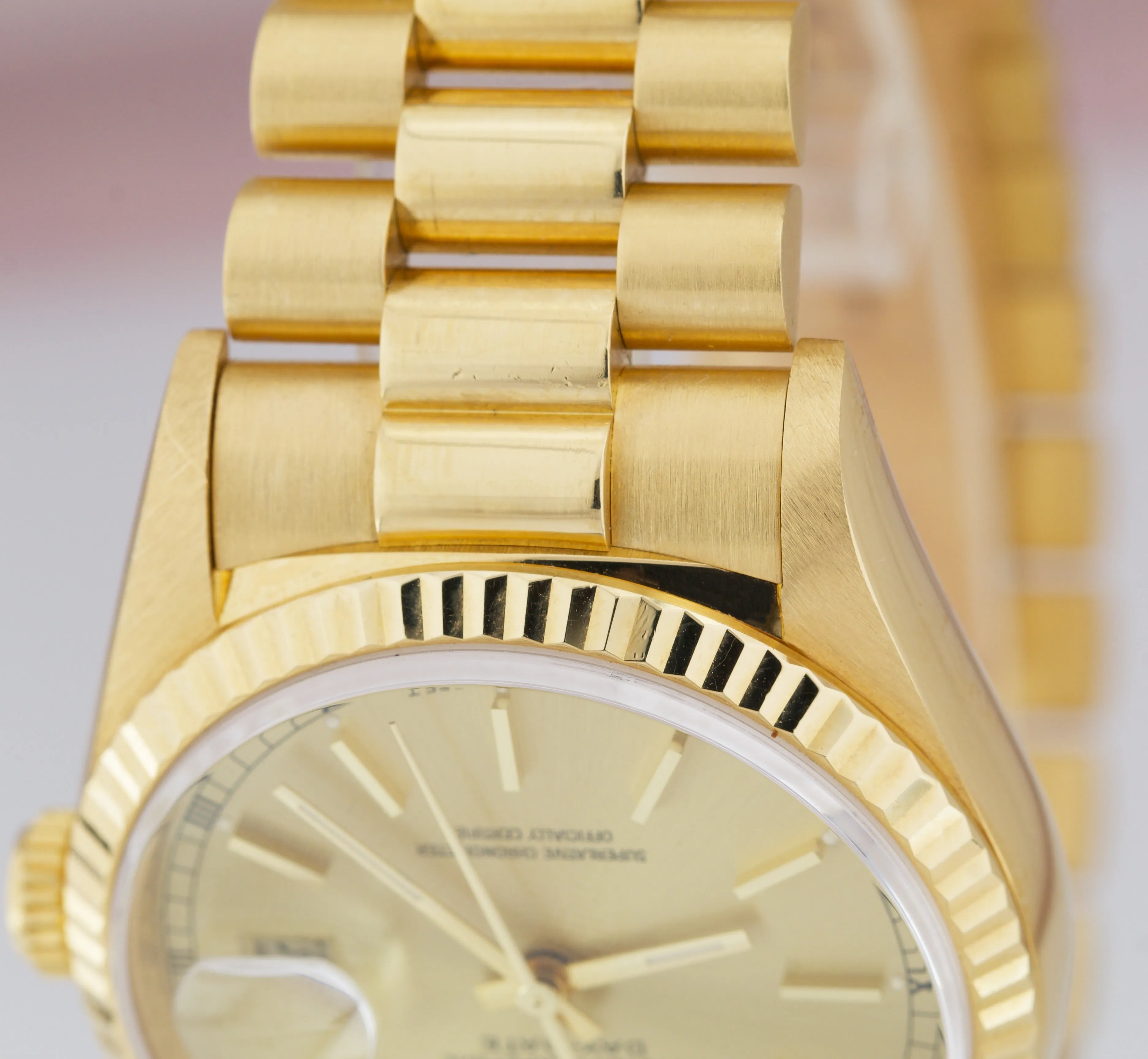 MINT UNPOLISHED Rolex Day-Date President 36mm Dbl. Quickset 18K Gold Watch 18238