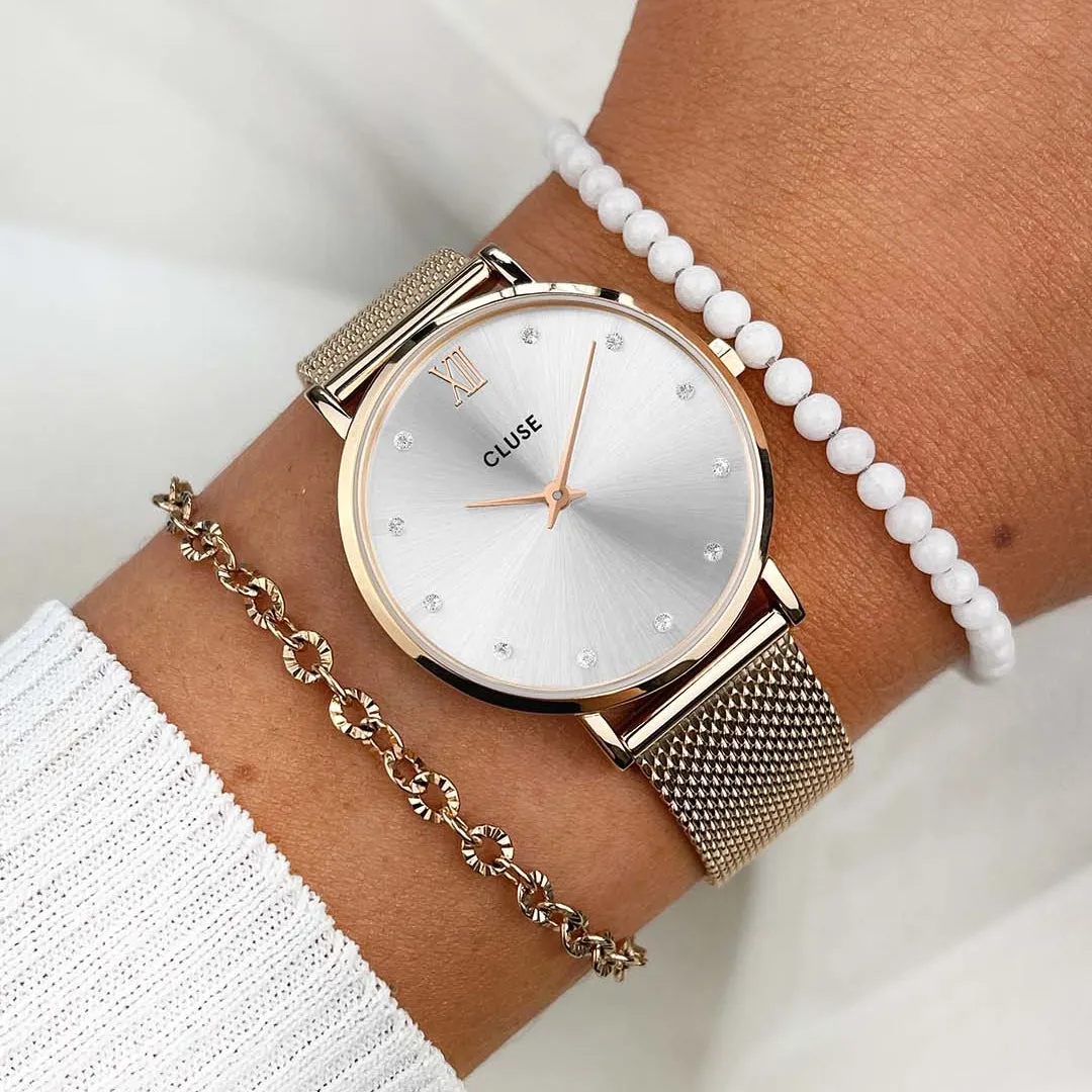Minuit Mesh Crystals, Silver, Rose Gold Colour