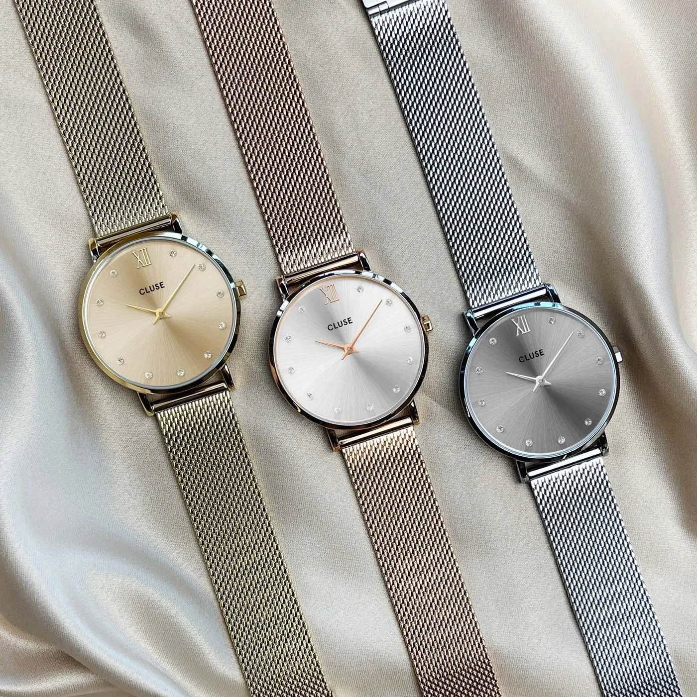 Minuit Mesh Crystals, Silver, Rose Gold Colour