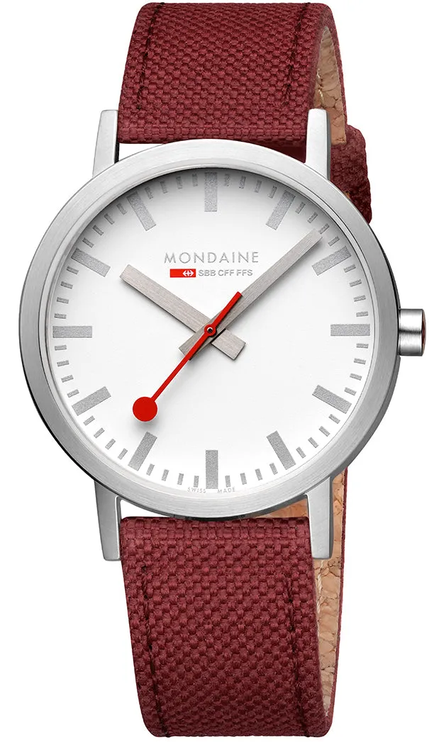 Mondaine Watch Classic Dark Cherry Textile D