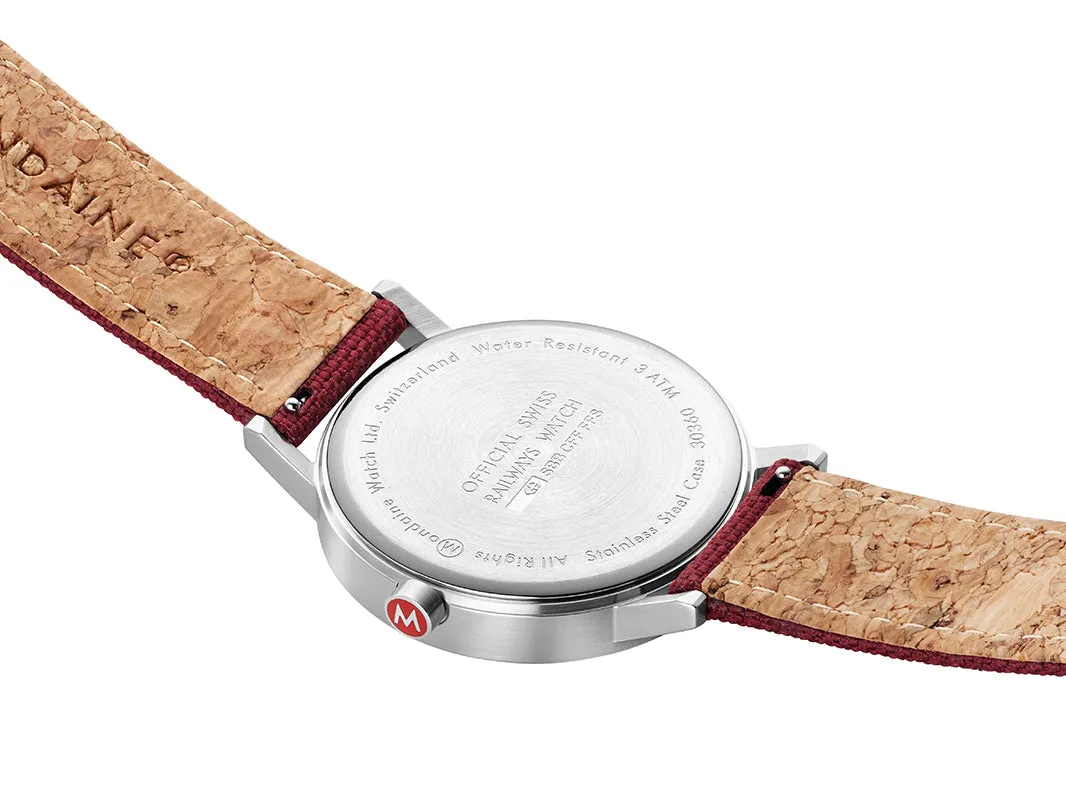 Mondaine Watch Classic Dark Cherry Textile D