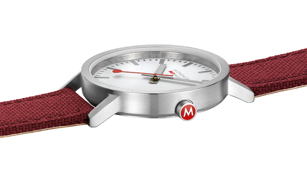 Mondaine Watch Classic Dark Cherry Textile D