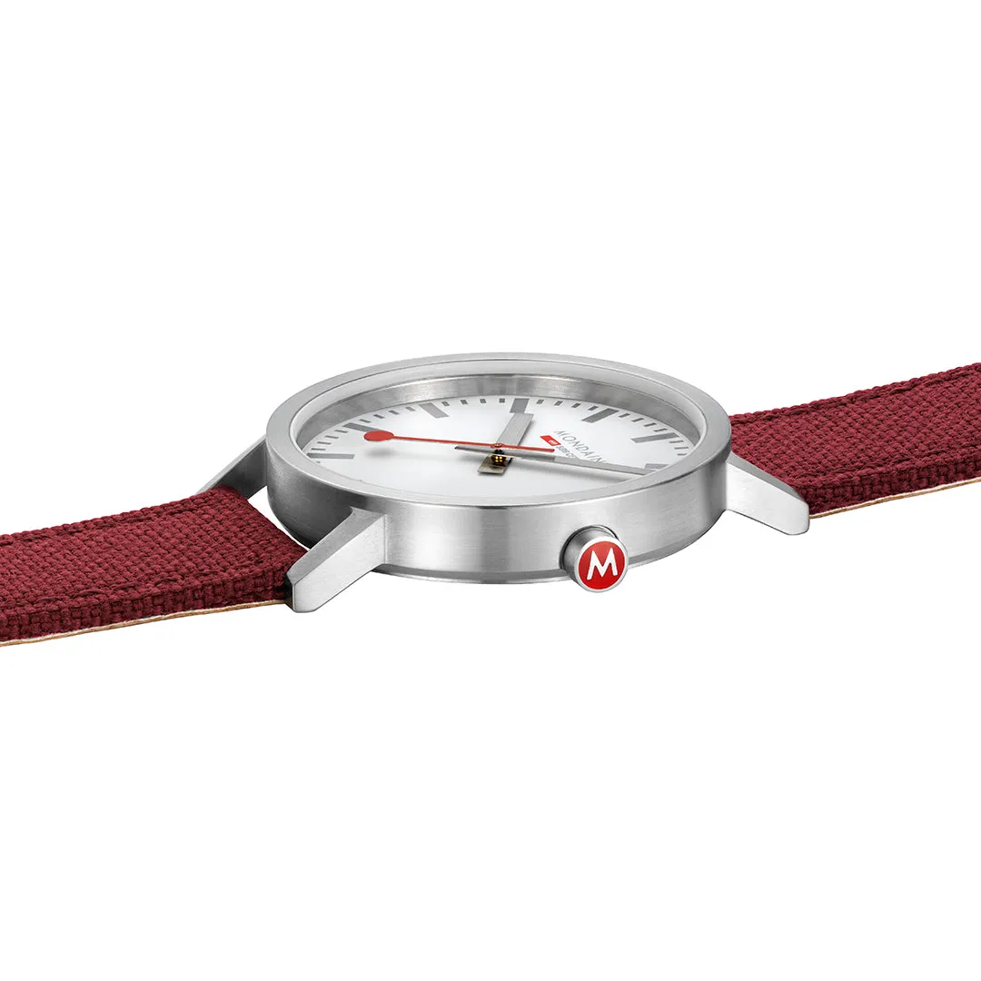 Mondaine Watch Classic Dark Cherry Textile D