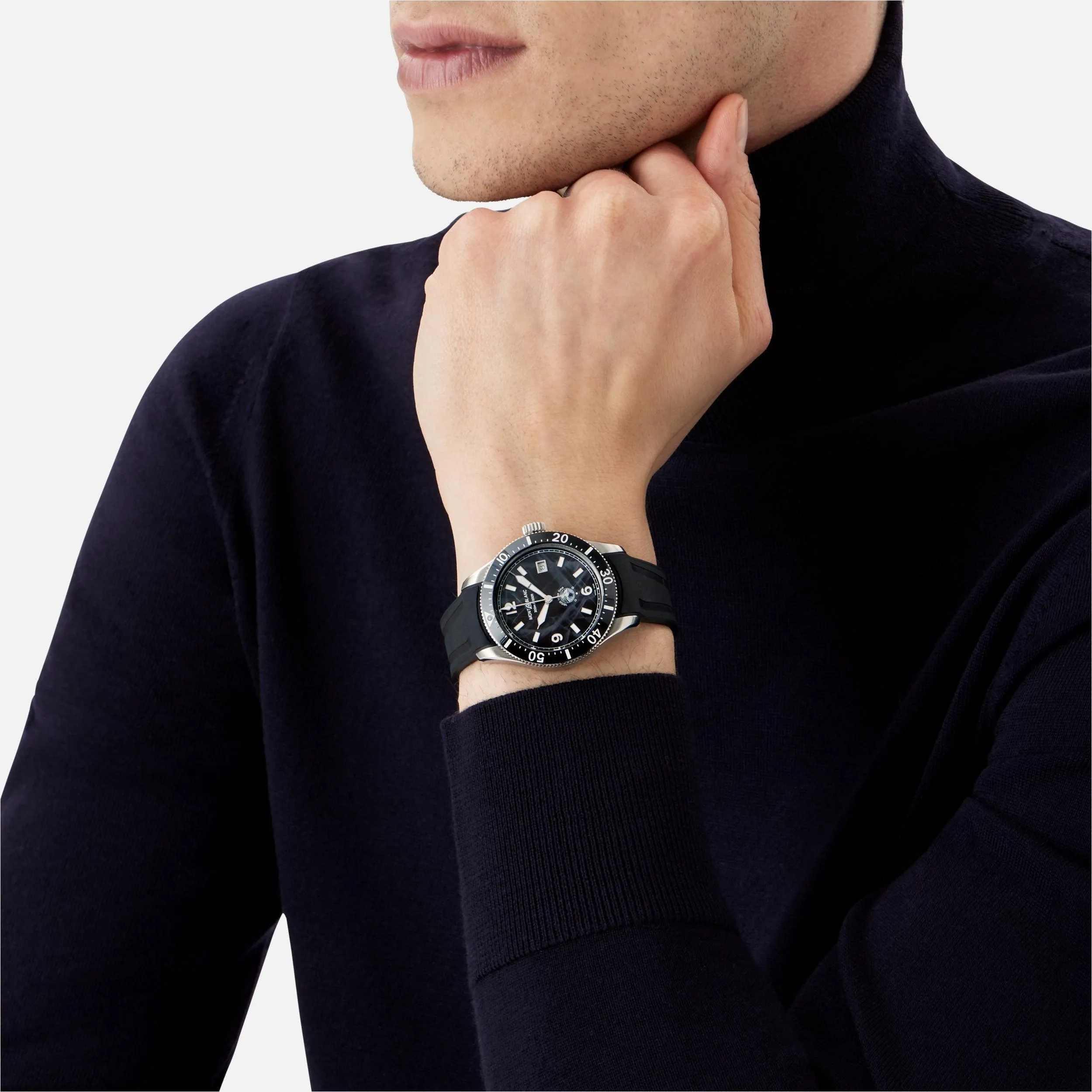 MONTBLANC WATCH 1858 ICE SEA Automatic Date 41mm Black Automatic Steel 129372