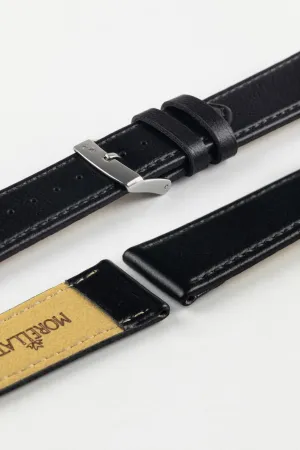 Morellato LAURO Goatskin-Grain Vegan Leather Watch Strap in BLACK