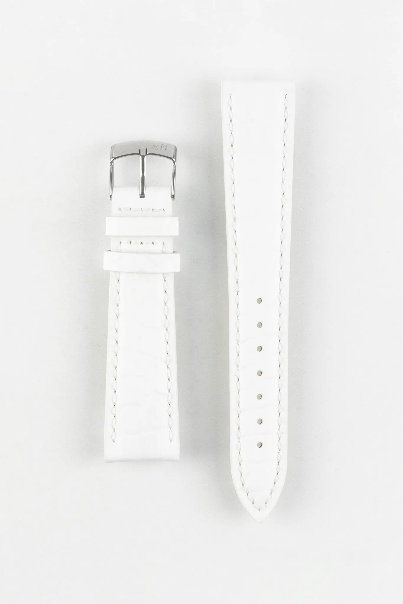 Morellato LIVERPOOL Crocodile-Embossed Calfskin Leather Performance Watch Strap in WHITE