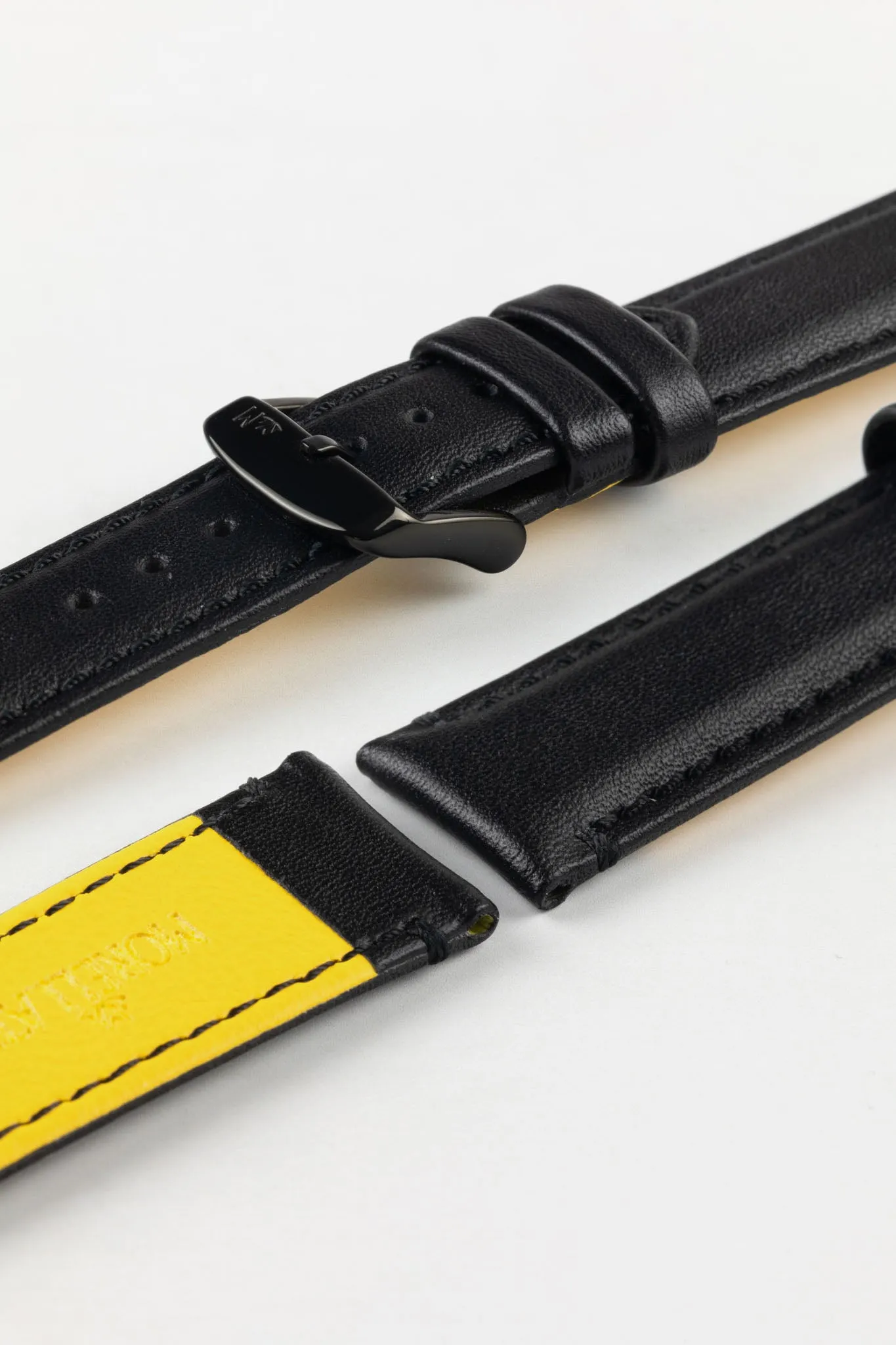 Morellato ROWING Water-Resistant Calfskin Leather Watch Strap in BLACK