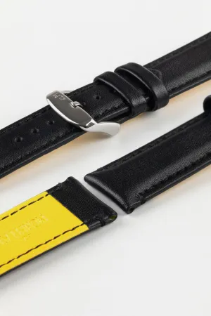 Morellato ROWING Water-Resistant Calfskin Leather Watch Strap in BLACK