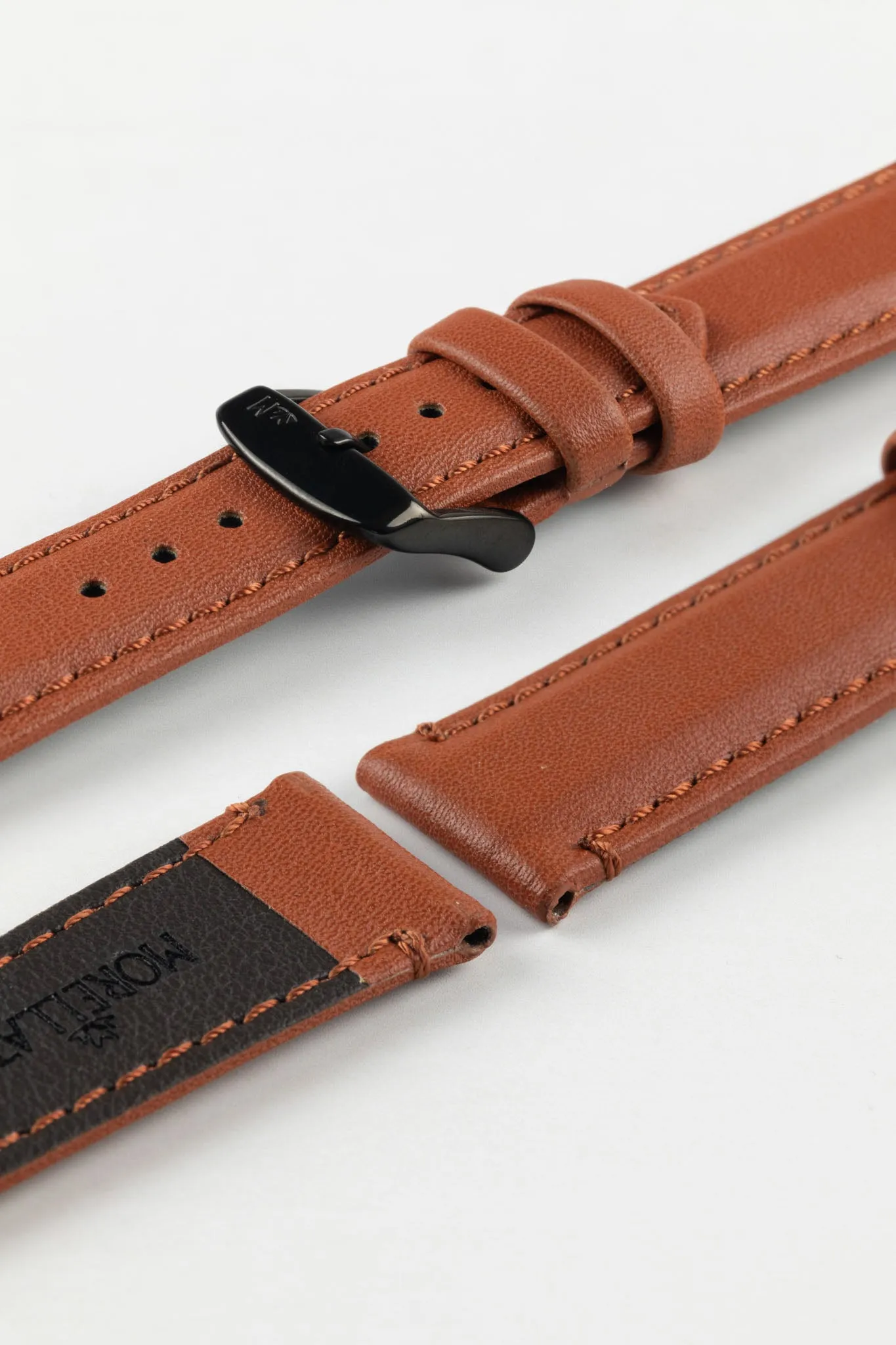 Morellato ROWING Water-Resistant Calfskin Leather Watch Strap in GOLD BROWN