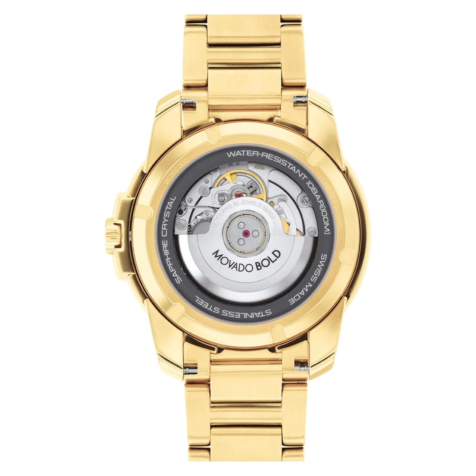 Movado Bold Verso Automatic Mens Gold Tone Gunmetal Dial Watch