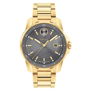 Movado Bold Verso Automatic Mens Gold Tone Gunmetal Dial Watch