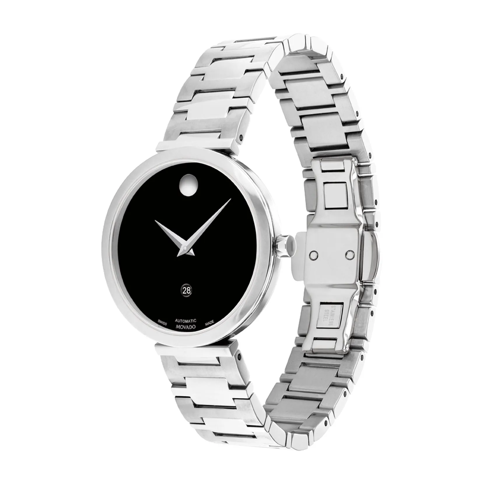 Movado Museum Classic Automatic Ladies Stainless Steel Black Dial Watch