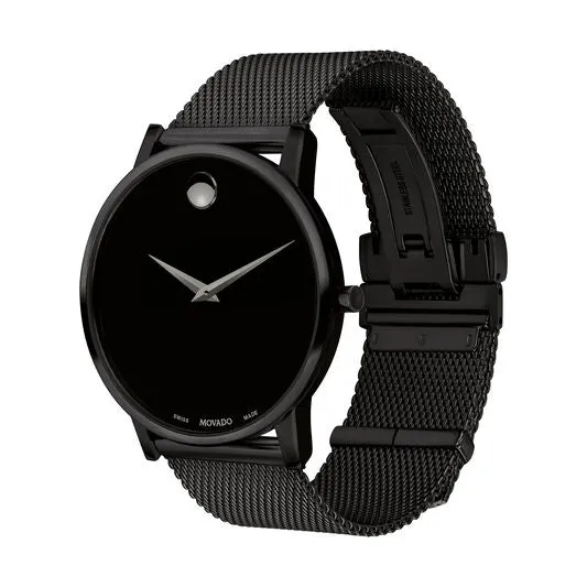 Movado Museum Classic Mens Black Tone and Dial Mesh Strap Watch