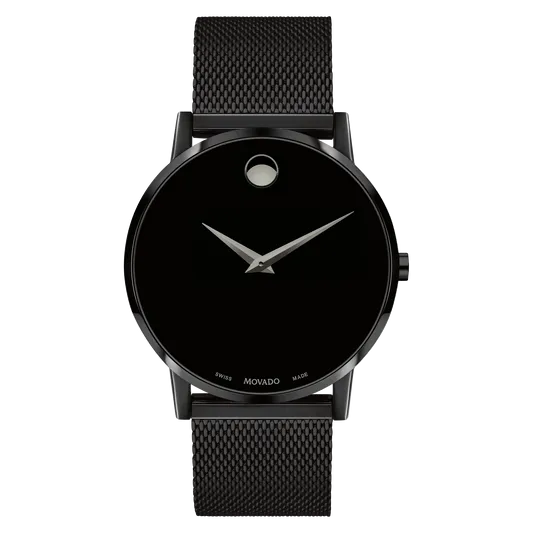 Movado Museum Classic Mens Black Tone and Dial Mesh Strap Watch