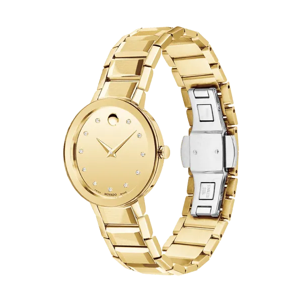 Movado Quartz Diamond Gold Dial Women's Watch 0607550