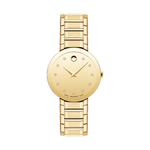 Movado Quartz Diamond Gold Dial Women's Watch 0607550