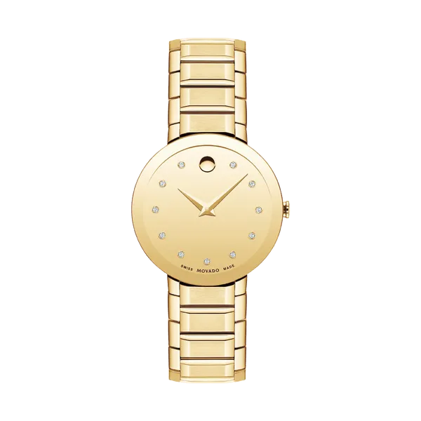 Movado Quartz Diamond Gold Dial Women's Watch 0607550