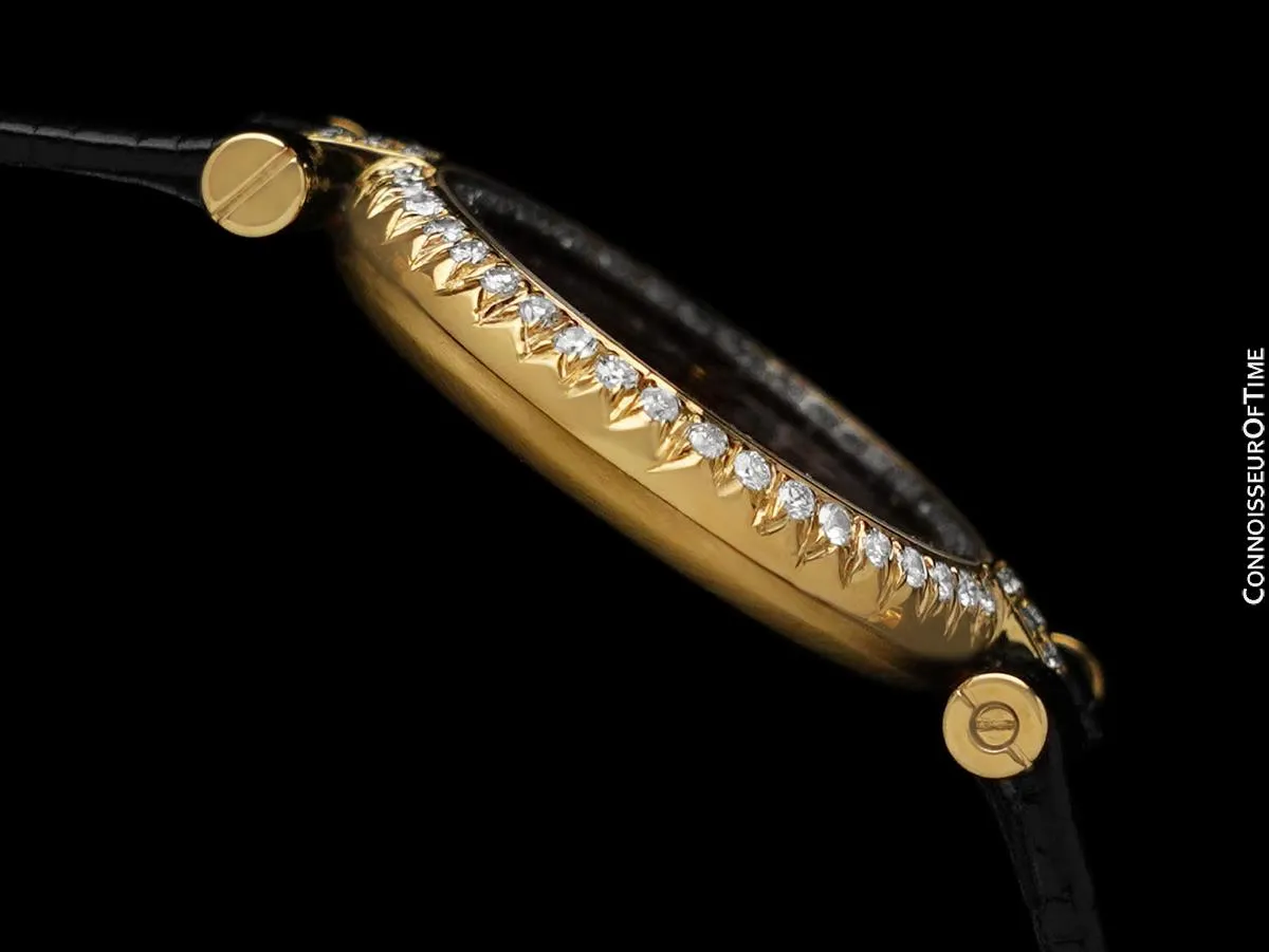 Must De Cartier Vendome Ladies Vermeil Watch with Chocolate / Wine Dial - 18K Gold Over Sterling Silver with Diamonds