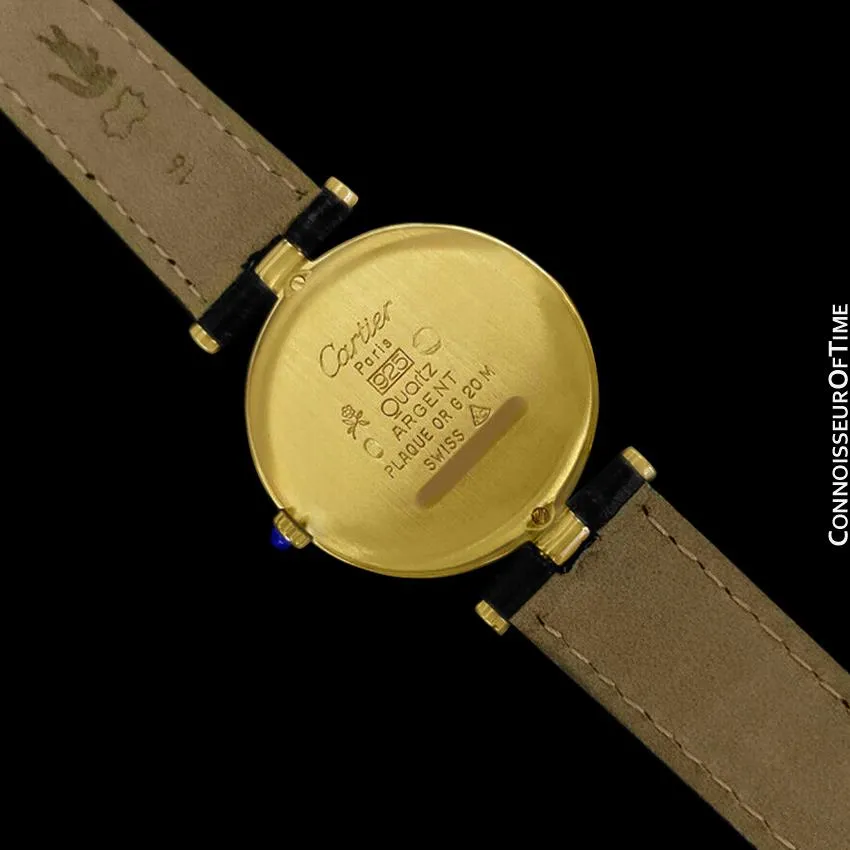 Must De Cartier Vendome Mens Midsize Unisex Vermeil Watch - 18K Gold Over Sterling Silver & Diamonds