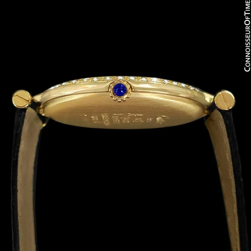 Must De Cartier Vendome Mens Midsize Unisex Vermeil Watch - 18K Gold Over Sterling Silver & Diamonds