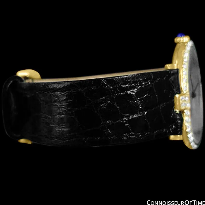 Must De Cartier Vendome Mens Midsize Unisex Vermeil Watch - 18K Gold Over Sterling Silver & Diamonds