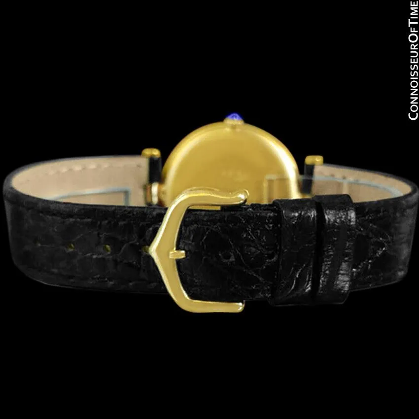 Must De Cartier Vendome Mens Midsize Unisex Vermeil Watch - 18K Gold Over Sterling Silver & Diamonds