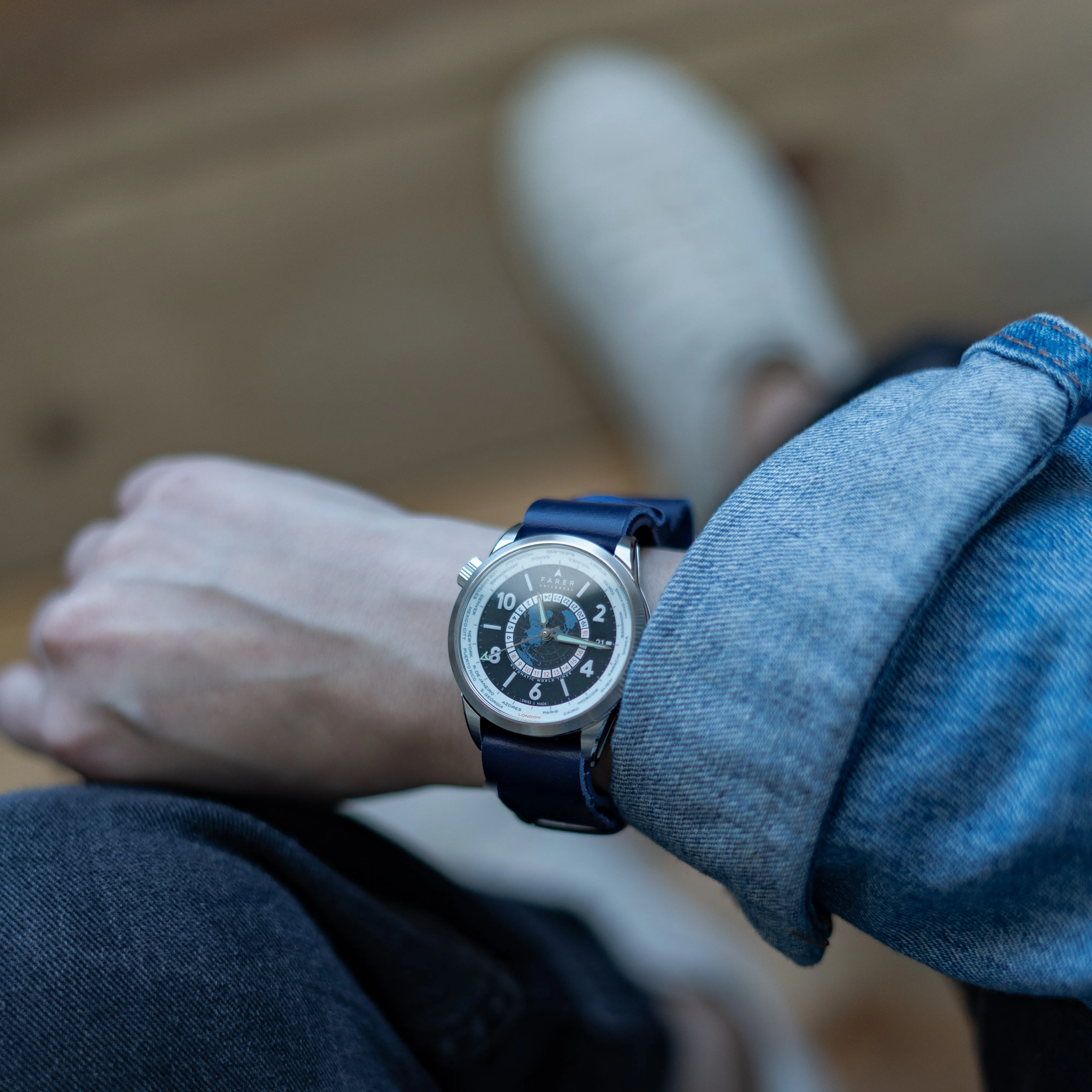 Navy Blue Leather NATO® style Watch Band (18mm, 20mm, 22mm, 24mm SALE )