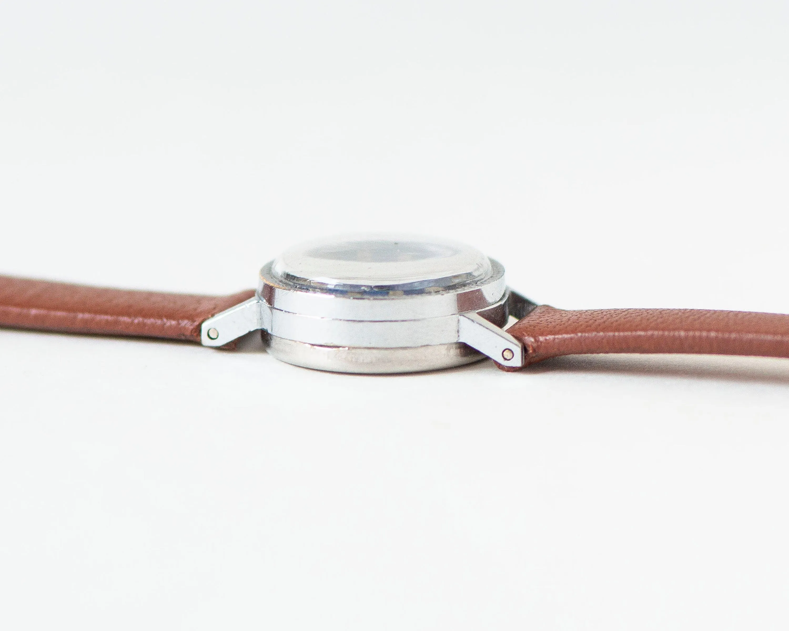 Navy blue women watch Seagull silver shade vintage, lady watch delicate jewelry gift, classic watch rare dial, new premium leather strap