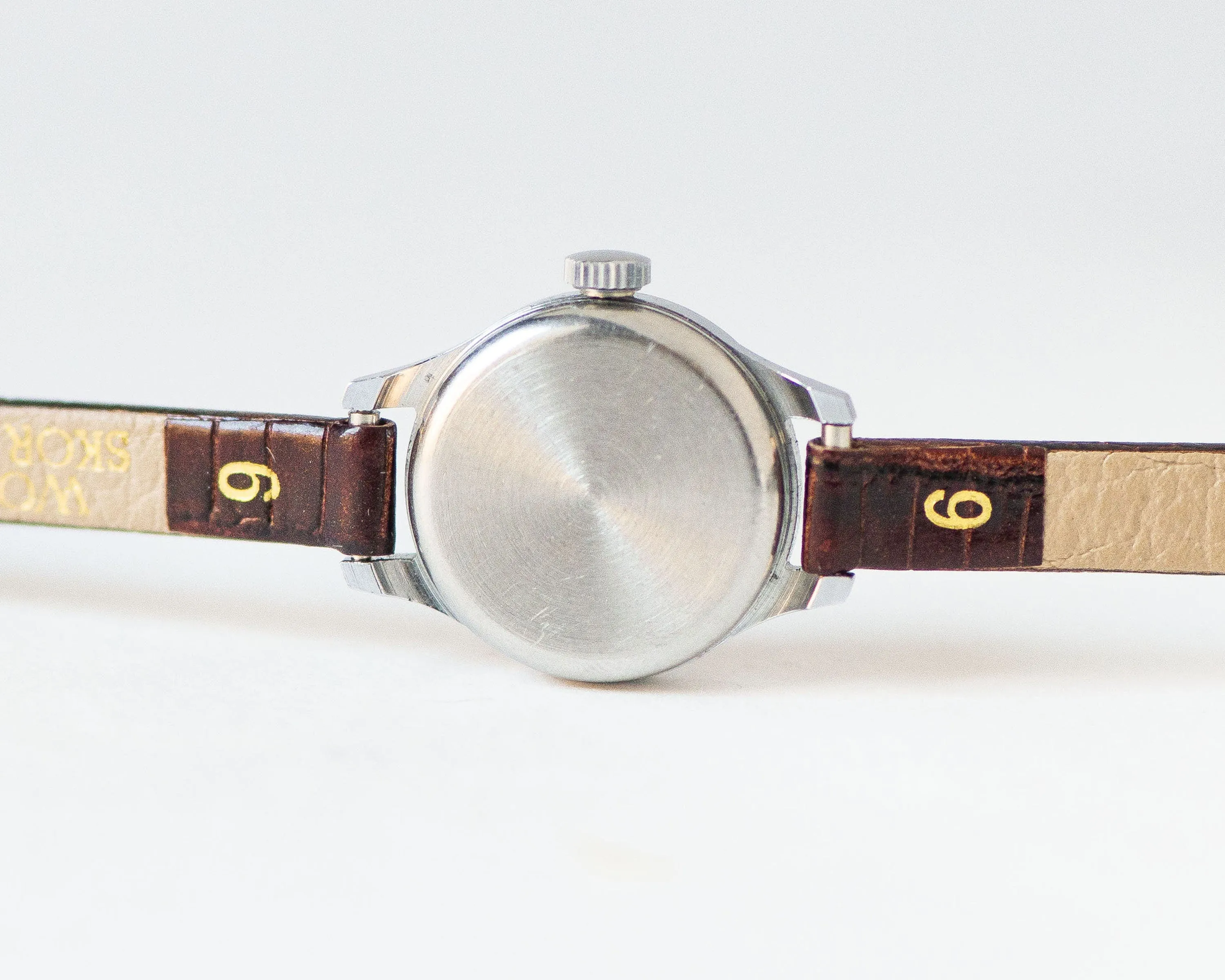 Navy blue women's watch unused Seagull, lady watch petite vintage new old stock, women's watch silver shade jewelry new genuine leather band