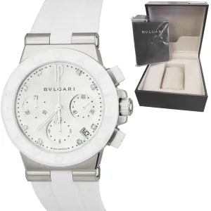 NEW Bvlgari Diagono 37mm Stainless White MOP Automatic Diamond Watch DG 37 SC CH