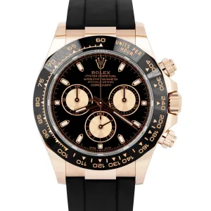 NEW MAY 2023 PAPERS Rolex Daytona Rose Gold Black Oysterflex Watch 116515 B P