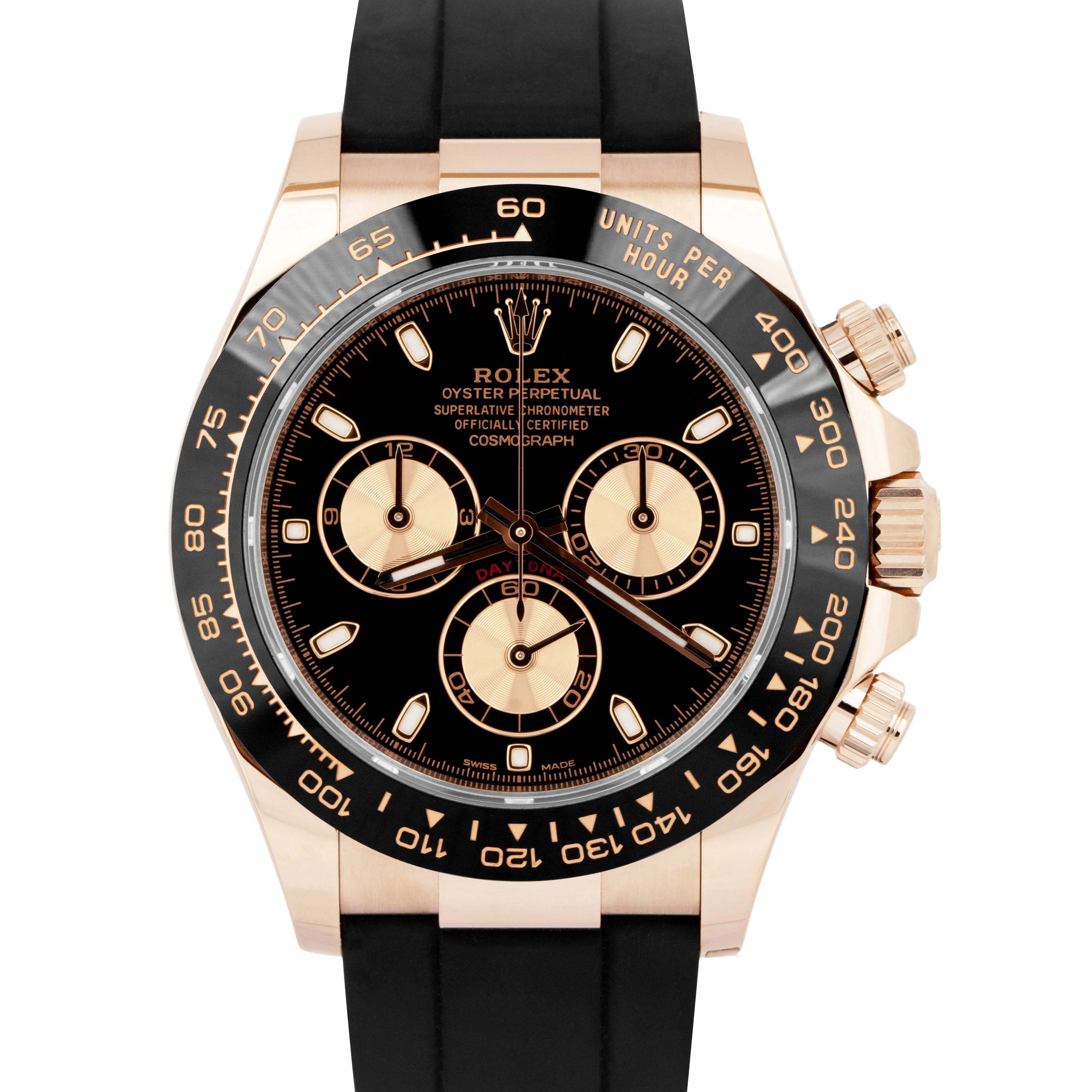 NEW MAY 2023 PAPERS Rolex Daytona Rose Gold Black Oysterflex Watch 116515 B P