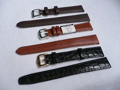 New Men Women 3 Watch Band Set Genuine Leather Crocodile Solid Anti Allergy Casual Elegant Black Dark Light Brown 14 Mm