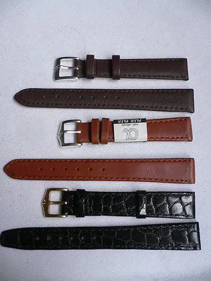 New Men Women 3 Watch Band Set Genuine Leather Crocodile Solid Anti Allergy Casual Elegant Black Dark Light Brown 14 Mm
