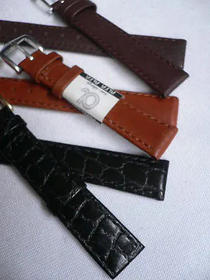 New Men Women 3 Watch Band Set Genuine Leather Crocodile Solid Anti Allergy Casual Elegant Black Dark Light Brown 14 Mm